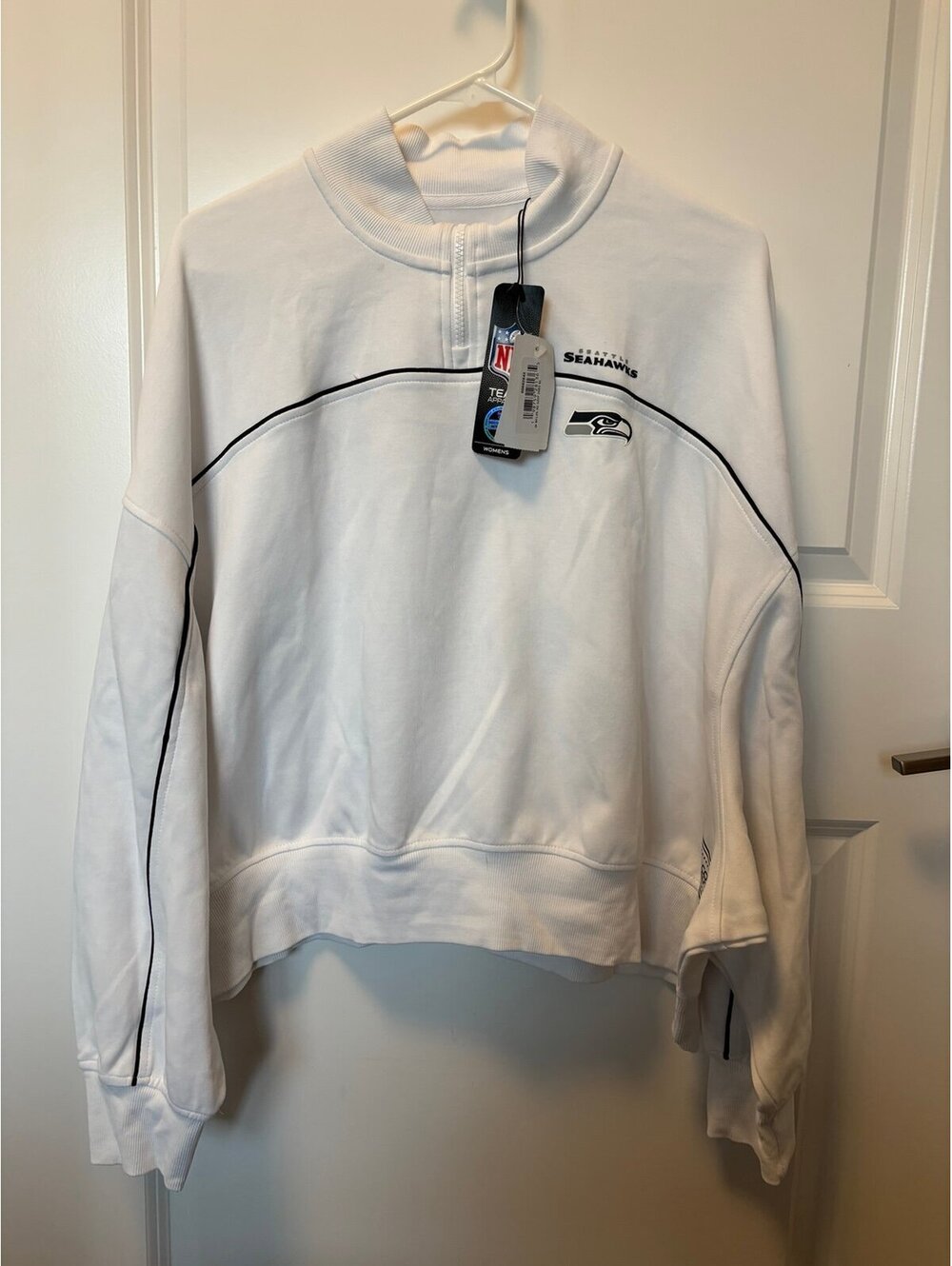 Seattle Seahawks White Quarter Zip Athletic Sweatshirt